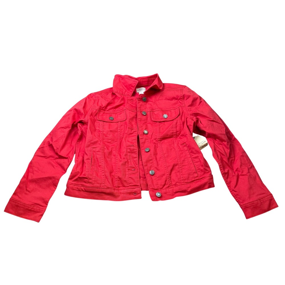 MSRP $68 St. John's Bay Womens L Scarlet Red Denim Lightweight Jacket